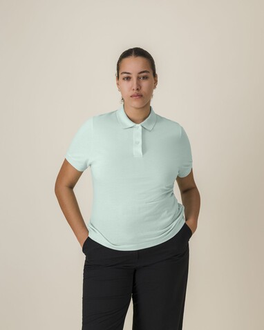 Stella Coaster - Das Damen-Polo - Caribbean Blue - M bedrucken, Art.-Nr. STPW977C7241M