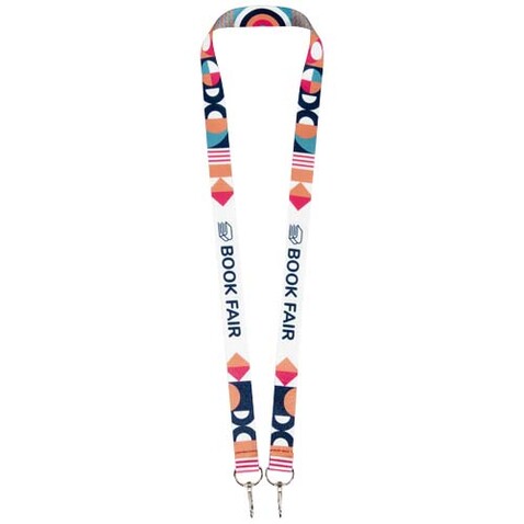 Leia Sublimation RPET-Lanyard mit 2 Metallhaken, weiss, 10mm bedrucken, Art.-Nr. 1PL1101C