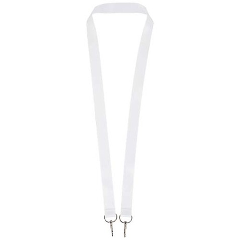 Leia Sublimation RPET-Lanyard mit 2 Metallhaken, weiss, 10mm bedrucken, Art.-Nr. 1PL1101C