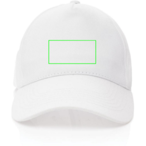 Impact 5 Panel Kappe aus 190gr rCotton mit AWARE™ Tracer weiß bedrucken, Art.-Nr. P453.333