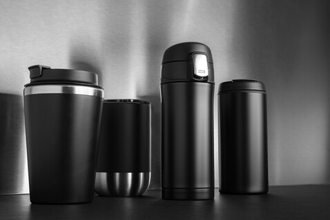 RCS recycelter Stainless Steel Becher schwarz bedrucken, Art.-Nr. P433.061
