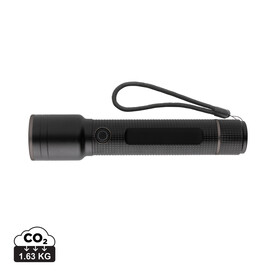Große Gear X Taschenlampe aus RCS recycelt. Alu mit USB-Akku schwarz bedrucken, Art.-Nr. P513.921 Große Gear X Taschenlampe aus RCS recycelt. Alu mit USB-Akku schwarz bedrucken, Art.-Nr. P513.921
