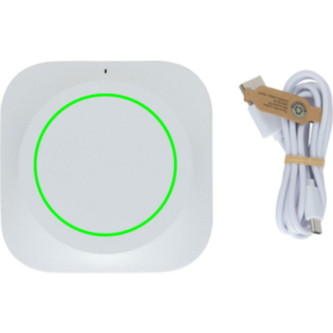 Oregon Wireless-Charger aus RCS recyc. Kunststoff &amp; Kork braun bedrucken, Art.-Nr. P308.589