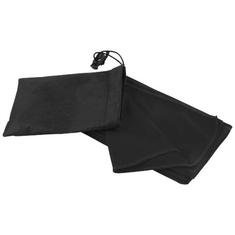 Lucas RPET Sporthandtuch 30 × 80 cm, schwarz bedrucken, Art.-Nr. 11350190