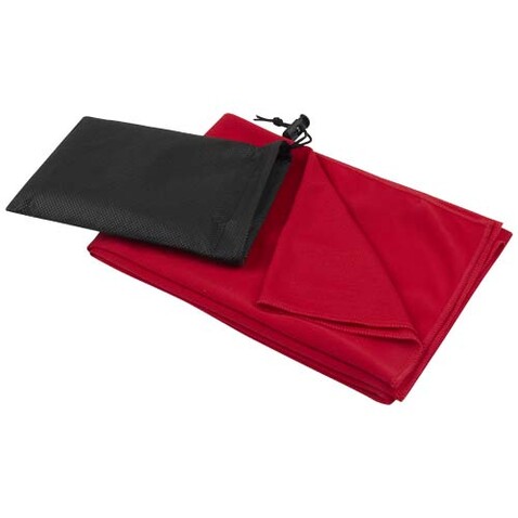 Lucas RPET Sporthandtuch 50 × 100 cm, rot bedrucken, Art.-Nr. 11350221