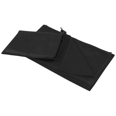 Lucas RPET Sporthandtuch 70 × 140 cm, schwarz bedrucken, Art.-Nr. 11350390