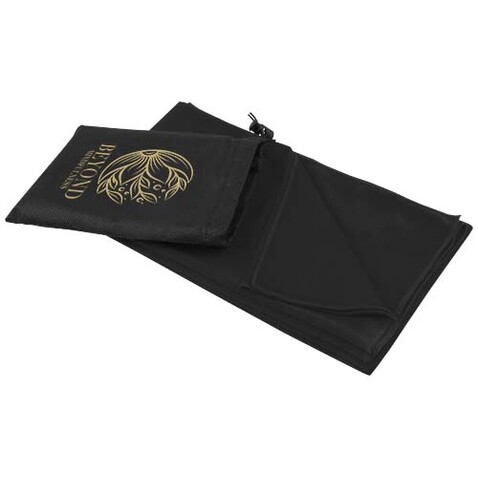 Lucas RPET Sporthandtuch 70 × 140 cm, schwarz bedrucken, Art.-Nr. 11350390