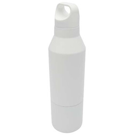Odessy 600 ml Isolierflasche und 300 ml Becher aus RCS recyceltem Edelstahl, weiss bedrucken, Art.-Nr. 10084001