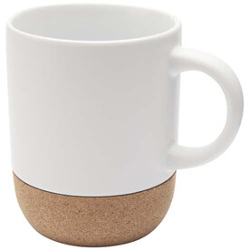 Billie 300 ml Keramiktasse mit Korkdetails, weiss bedrucken, Art.-Nr. 10084701