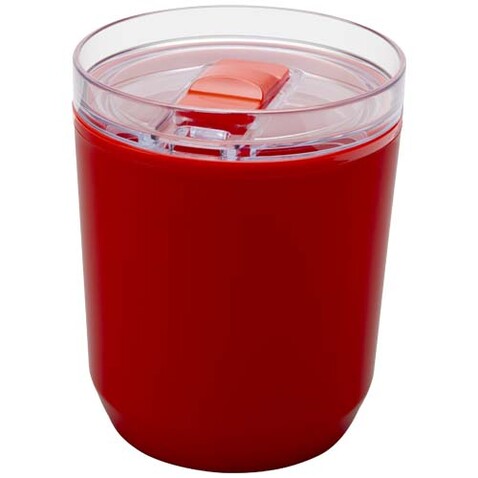 Hudson 180 ml doppelwandiger Becher aus recyceltem Kunststoff, rot bedrucken, Art.-Nr. 10085221