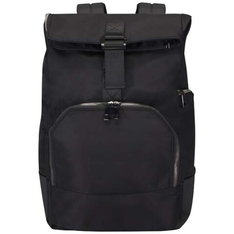 Rhine 15&quot; Rolltop-Rucksack aus recyceltem GRS-Material 18 L, schwarz bedrucken, Art.-Nr. 13008890