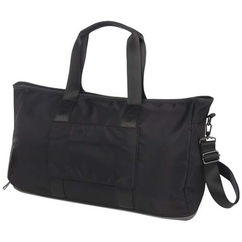 Rhine erweiterbare Reisetasche aus recyceltem GRS-Material 35 L, schwarz bedrucken, Art.-Nr. 13008990