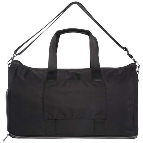 Rhine erweiterbare Reisetasche aus recyceltem GRS-Material 35 L, schwarz bedrucken, Art.-Nr. 13008990