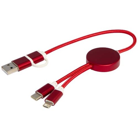Alasia 30 cm 5-in-1 Kabel aus recyceltem Kunststoff für Datenübertragung und 27W Schnellladung, rot bedrucken, Art.-Nr. 12442421