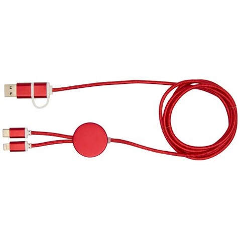 Alasia 150 cm 5-in-1 Kabel aus recyceltem Kunststoff für Datenübertragung und 27W Schnellladung, rot bedrucken, Art.-Nr. 12442521