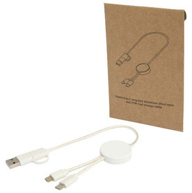 Citala 30 cm 5-in-1 Kabel aus recyceltem Kunststoff für Datenübertragung und 27W Schnellladung, weiss bedrucken, Art.-Nr. 12442701