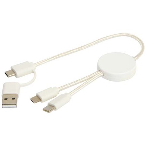 Citala 30 cm 5-in-1 Kabel aus recyceltem Kunststoff für Datenübertragung und 27W Schnellladung, weiss bedrucken, Art.-Nr. 12442701