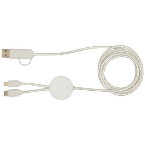 Citala 150 cm 5-in-1 Kabel aus recyceltem Kunststoff für Datenübertragung und 27W Schnellladung, weiss bedrucken, Art.-Nr. 12442801