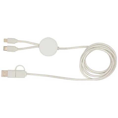 Citala 150 cm 5-in-1 Kabel aus recyceltem Kunststoff für Datenübertragung und 27W Schnellladung, weiss bedrucken, Art.-Nr. 12442801