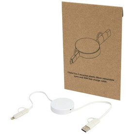 Citala 90 cm 5-in-1 Kabel aus recyceltem Kunststoff für Datenübertragung und 40W Schnellladung, weiss bedrucken, Art.-Nr. 12443001