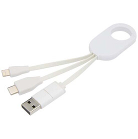 Troop 4-in-1 Ladekabel aus recyceltem Kunststoff, weiss bedrucken, Art.-Nr. 12443501