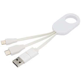 Troop 4-in-1 Ladekabel aus recyceltem Kunststoff, weiss bedrucken, Art.-Nr. 12443501