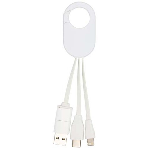 Troop 4-in-1 Ladekabel aus recyceltem Kunststoff, weiss bedrucken, Art.-Nr. 12443501