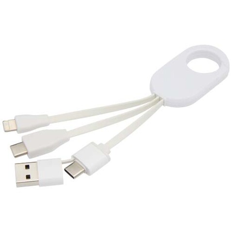 Troop 4-in-1 Ladekabel aus recyceltem Kunststoff, weiss bedrucken, Art.-Nr. 12443501
