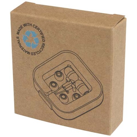 Baekdu kabelgebundenes Headset Typ-C mit Aufbewahrungsbox aus recyceltem Kunststoff, weiss bedrucken, Art.-Nr. 12443801