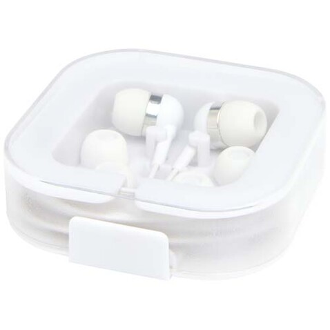 Baekdu kabelgebundenes Headset Typ-C mit Aufbewahrungsbox aus recyceltem Kunststoff, weiss bedrucken, Art.-Nr. 12443801