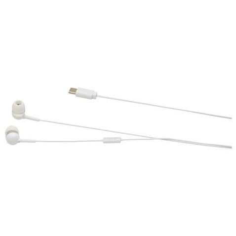 Baekdu kabelgebundenes Headset Typ-C mit Aufbewahrungsbox aus recyceltem Kunststoff, weiss bedrucken, Art.-Nr. 12443801