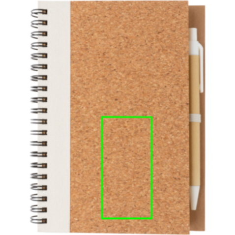Kork Spiral-Notizbuch mit Stift weiß bedrucken, Art.-Nr. P774.273