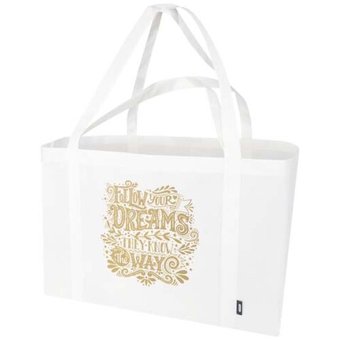 Jumbo Extra große Tragetasche aus recyceltem GRS Non Woven 65 L, weiss bedrucken, Art.-Nr. 13008301