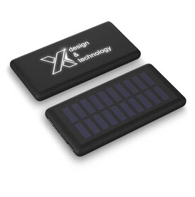 SCX.design P30 8000 mAh Solar Powerbank mit Leuchtlogo, schwarz bedrucken, Art.-Nr. 2PX02190