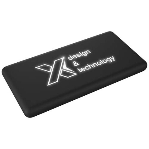 SCX.design P30 8000 mAh Solar Powerbank mit Leuchtlogo, schwarz bedrucken, Art.-Nr. 2PX02190