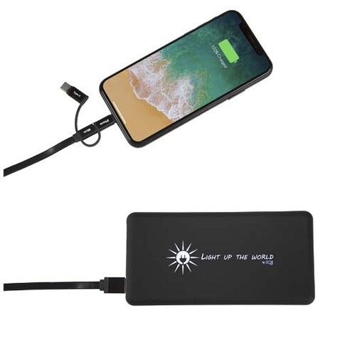 SCX.design P30 8000 mAh Solar Powerbank mit Leuchtlogo, schwarz bedrucken, Art.-Nr. 2PX02190
