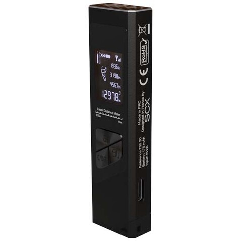 SCX.design T05 Mini-Laser-Entfernungsmesser, schwarz bedrucken, Art.-Nr. 2PX13690