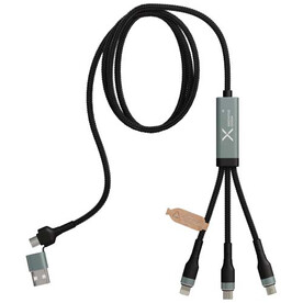 SCX.design C53 100W ultraschnelles 5-in-1 Ladekabel aus rPET, gun metal bedrucken, Art.-Nr. 2PX17182 SCX.design C53 100W ultraschnelles 5-in-1 Ladekabel aus rPET, gun metal bedrucken, Art.-Nr. 2PX17182
