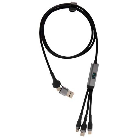 SCX.design C53 100W ultraschnelles 5-in-1 Ladekabel aus rPET, gun metal bedrucken, Art.-Nr. 2PX17182