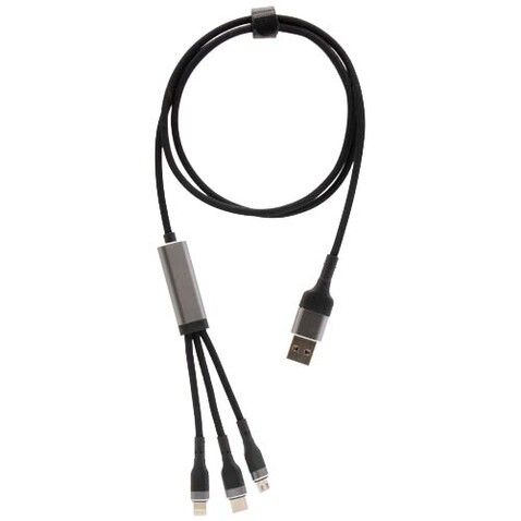 SCX.design C53 100W ultraschnelles 5-in-1 Ladekabel aus rPET, gun metal bedrucken, Art.-Nr. 2PX17182