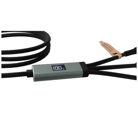 SCX.design C53 100W ultraschnelles 5-in-1 Ladekabel aus rPET, gun metal bedrucken, Art.-Nr. 2PX17182