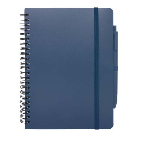 Thalaasa A5 Hardcover Notizbuch mit Kugelschreiber (schwarze Mine), Ozeanblau bedrucken, Art.-Nr. 10790151