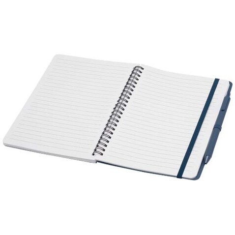 Thalaasa A5 Hardcover Notizbuch mit Kugelschreiber (schwarze Mine), Ozeanblau bedrucken, Art.-Nr. 10790151