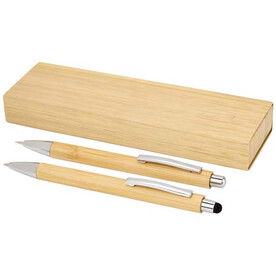 Oblys Kugelschreiber und Druckbleistiftset aus Bambus (schwarze Mine), natur bedrucken, Art.-Nr. 10797606 Oblys Kugelschreiber und Druckbleistiftset aus Bambus (schwarze Mine), natur bedrucken, Art.-Nr. 10797606