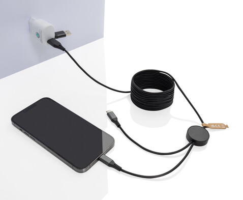Terra 3 Meter 4-in-1-Kabel aus RCS recyceltem PET grau bedrucken, Art.-Nr. P302.6402
