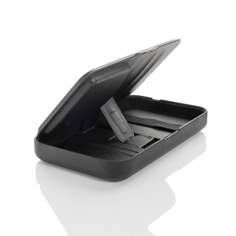 Swiss Peak Travel-Case aus RCS rec. PU mit 3-in-1-Charger schwarz bedrucken, Art.-Nr. P309.0501
