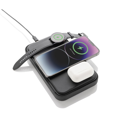 Swiss Peak Travel-Case aus RCS rec. PU mit 3-in-1-Charger schwarz bedrucken, Art.-Nr. P309.0501