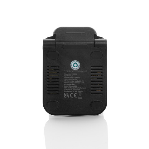 Powerpal 3-in-1 15W-Ladegerät aus RCS recyceltem Kunststoff schwarz bedrucken, Art.-Nr. P309.0601