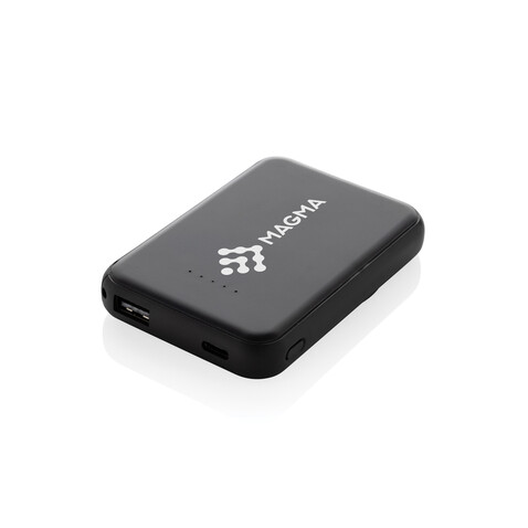 Stellar 5.000mAh 5W magnetische Powerbank aus RCS rec. ABS schwarz bedrucken, Art.-Nr. P322.5901
