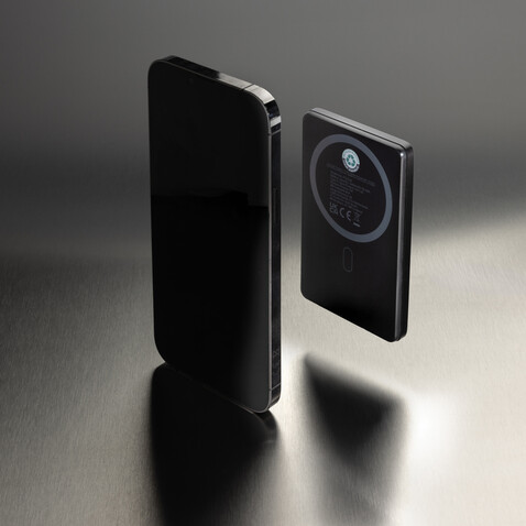 Orion 5.000mAh 5W magnetische Powerbank aus RCS rec. Alu schwarz bedrucken, Art.-Nr. P322.6001